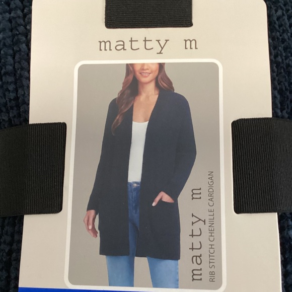Matty M | Sweaters | Matty M Rib Stitch Chenille Cardigan Front Patch  Pockets Long Sleeve Dark Navy | Poshmark